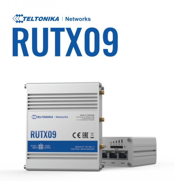 Teltonika Router RUTX09 Industrial LTE Modem Router Cat6 &quot;ONLY LAN&quot; 300Mbps Down/42Mbps UP