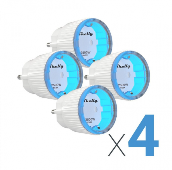 Shelly Energie Plug S WIFI Smart Home Steckdose mit Leistungsmessung 4er Pack