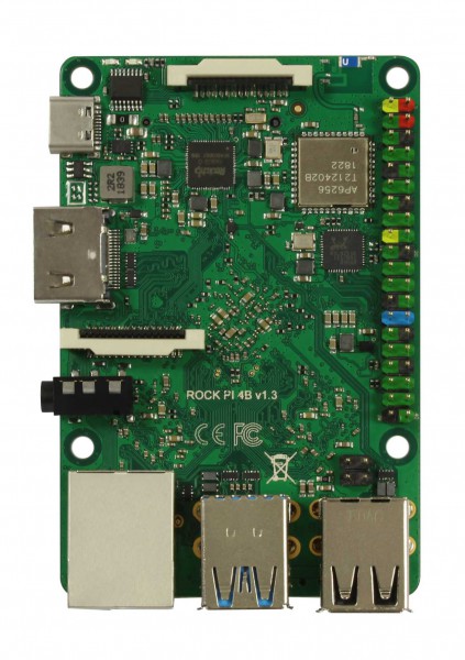 Rock Pi 4 Model B 2GB (mit Dualband 2,4/5GHz WLAN/Bluetooth 5.0) mit UFL Anschluss